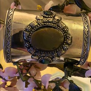 Antique gem long wide cuff